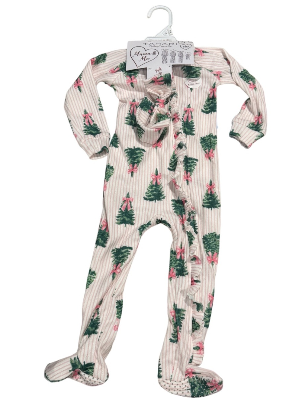 Tahari Baby Holiday Tree Ruffle Footed One-Piece